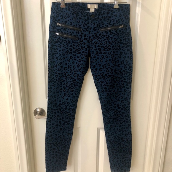 Blue pants w/ black velvet design - Picture 2 of 5